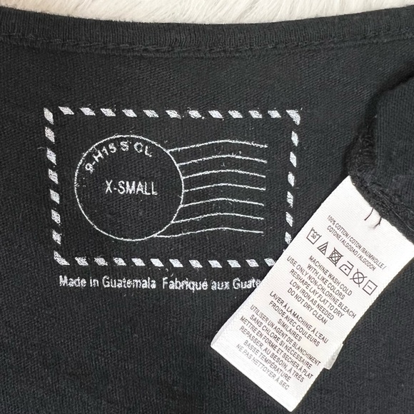 Anthropologie Black Cold Shoulder Relaxed Fit Pullover Short Sleeve Slub Tee - Picture 7 of 8